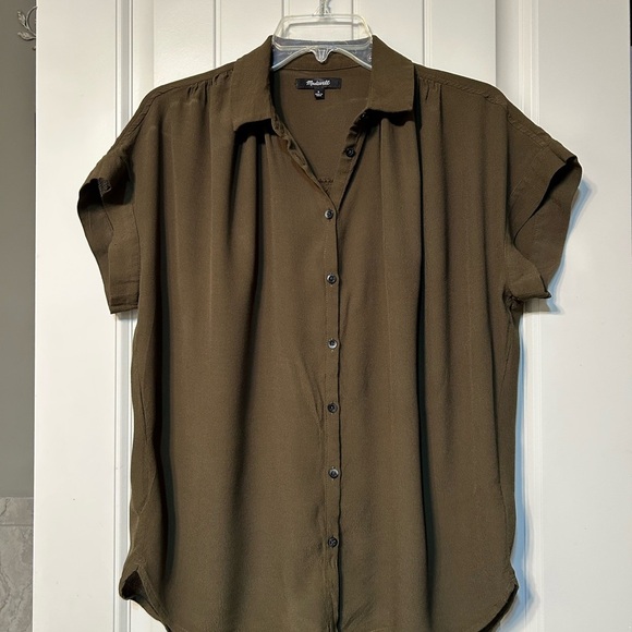 Madewell Central Drapey shirt in Olive - Picture 6 of 8